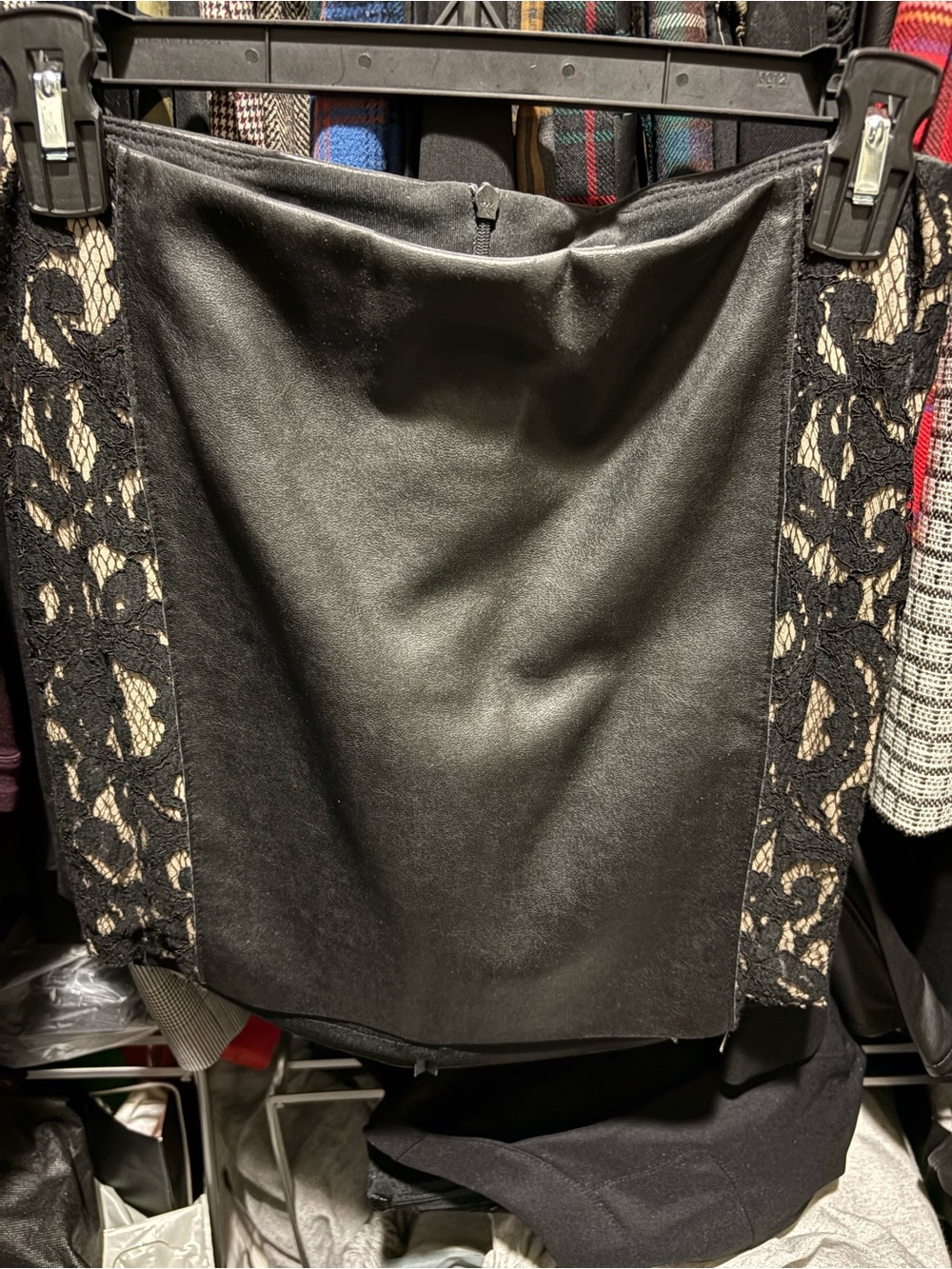 Bailey 44 Black Lace & Faux Leather Mini Skirt